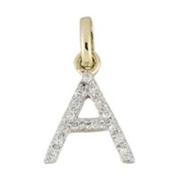 14KGold Diamond A B C D E F G H J K M N initial Charm...